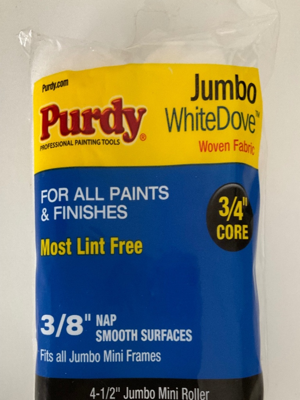 Purdy Jumbo White Dove 4-1/2" Mini Roller Covers (2-Pack, 3/8" Nap)